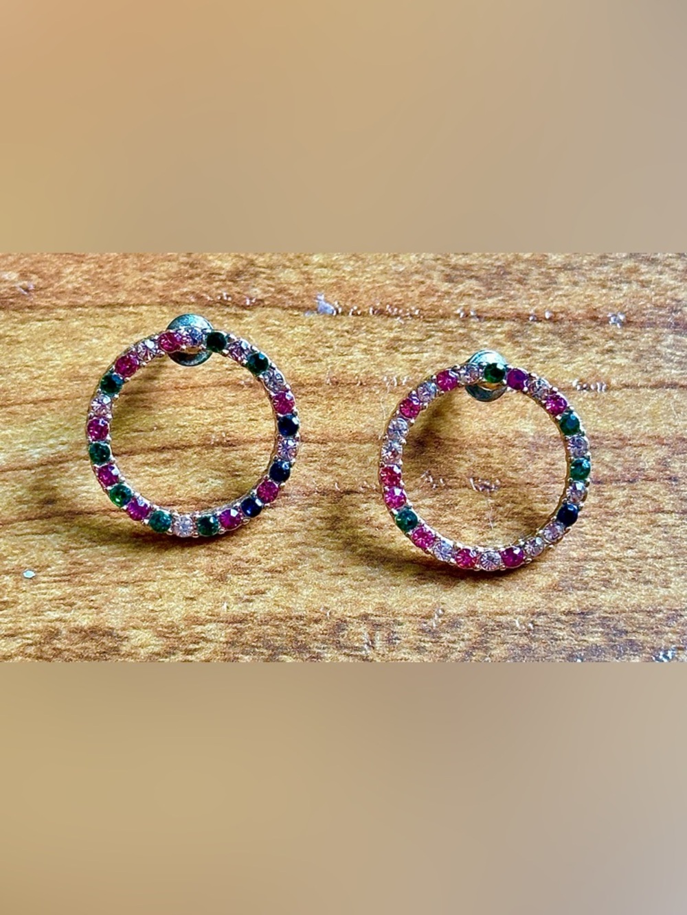 Multi-Color Crystal Hoop Stud Earrings - Women Jewelry